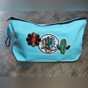 NWT Blue Western Pencil / makeup Bag Pounch